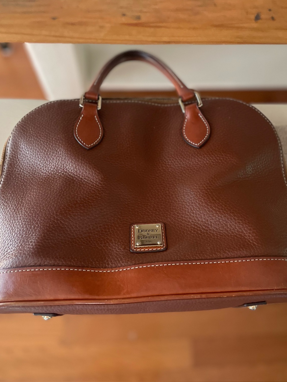 Dooney & Bourke Brown Pebbled Leather Dome Satchel